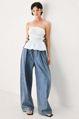 Beach Club Woven Strapless Top | Boutique In USA, TOPS, $ 46.00, A Moment Of Now™
