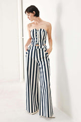 Navy Blossom Woven Tube Top | Boutique In USA, TOPS, $ 54.00, A Moment Of Now™