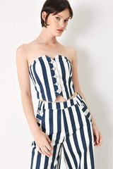 Navy Blossom Woven Tube Top | Boutique In USA, TOPS, $ 54.00, A Moment Of Now™