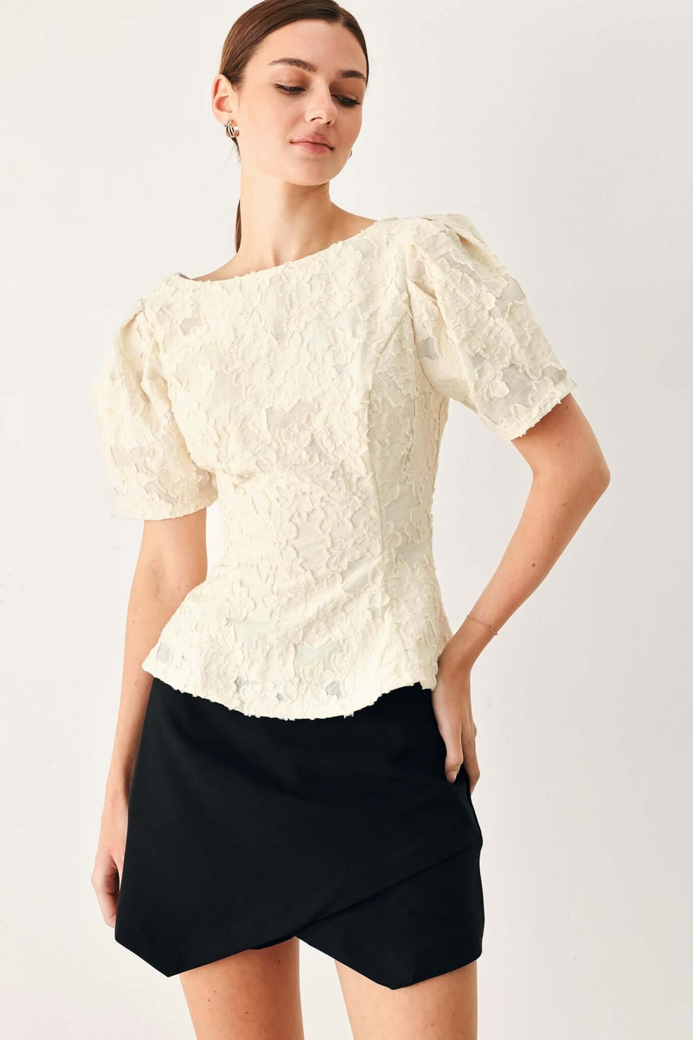Pretty Bloom Woven Jacquard Top | Boutique In USA, TOPS, $ 70.00, A Moment Of Now™