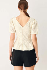Pretty Bloom Woven Jacquard Top | Boutique In USA, TOPS, $ 70.00, A Moment Of Now™