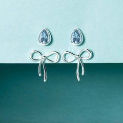 Bow & Teardrop Stud Earring Set, Earrings, $ 44.00, A Moment Of Now™