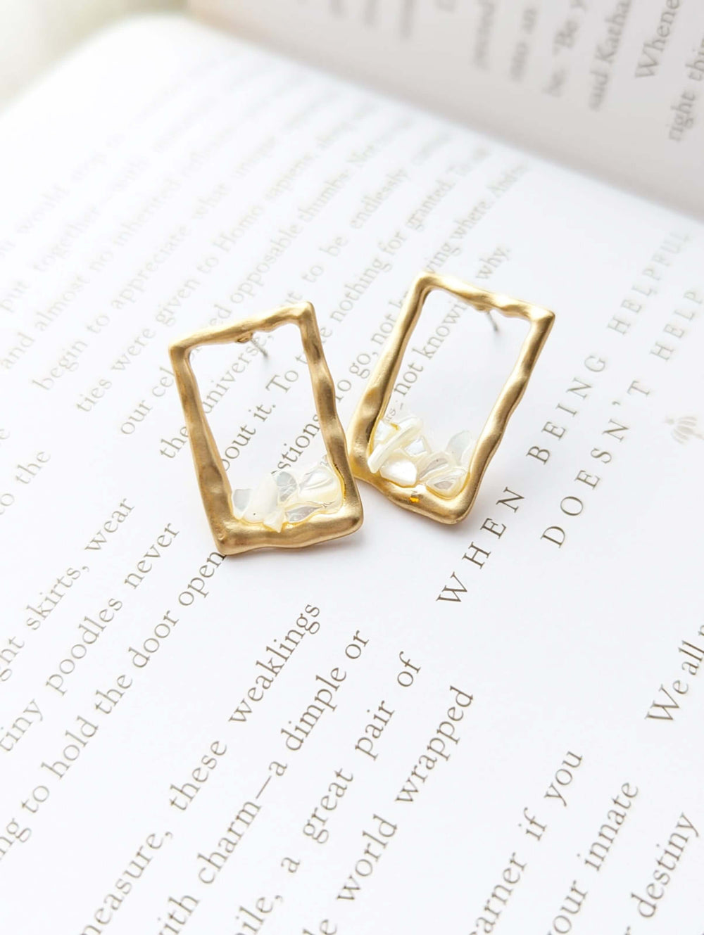 Myrren Gold Plated Frame Shell Decal Dangle Earrings | Boutique In USA, Earrings, $ 10.99, A Moment Of Now™