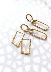 Myrren Gold Plated Frame Shell Decal Dangle Earrings | Boutique In USA, Earrings, $ 10.99, A Moment Of Now™