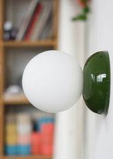 Monroe Ceramic Wall Sconce Lamp with Glass Shade - Handmade in USA