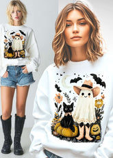 Halloween Western Ghost & Black Cats Sweatshirt