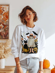 Halloween Western Ghost & Black Cats Sweatshirt