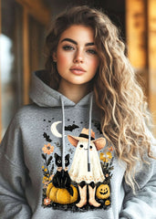 Halloween Western Ghost & Black Cats Hoodie