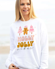 Holly Jolly Vibes Holiday Christmas Sweatshirt, Sweatshirts, $ 37.00, A Moment Of Now™