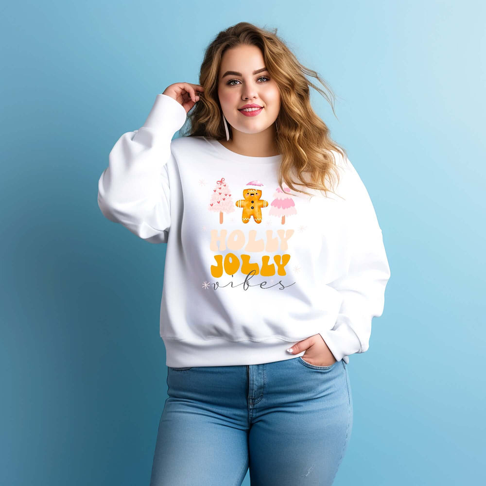 Holly Jolly Vibes Holiday Christmas Sweatshirt, Sweatshirts, $ 37.00, A Moment Of Now™
