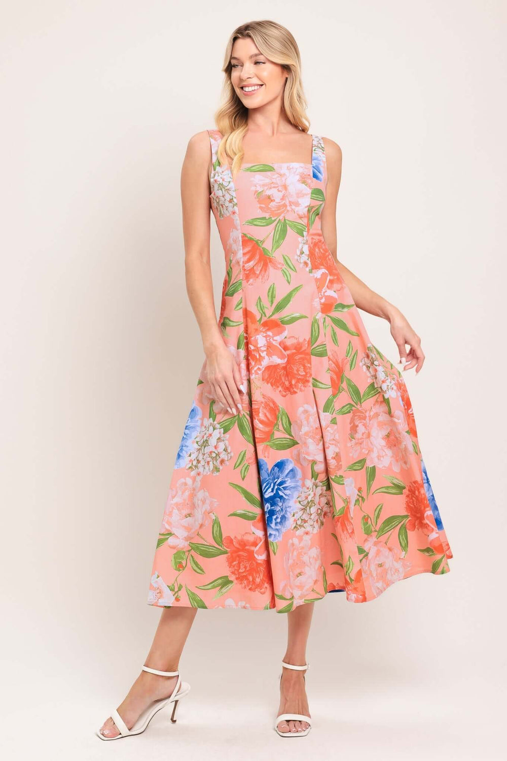 Peach Petal Woven Midi Dress | Boutique In USA, DRESSES, $ 80.00, A Moment Of Now™