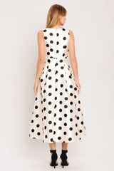Café Noir Polka Woven Midi Dress