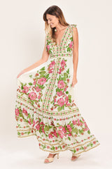 Rose Vine Romance Woven Maxi Dress