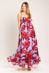 Ruby Red Love Blossom Woven Ankle Dress