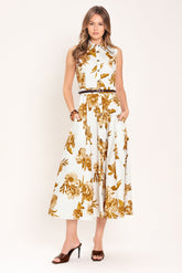 Golden Petals Woven Midi Dress | Boutique In USA, DRESSES, $ 100.00, A Moment Of Now™