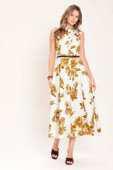 Golden Petals Woven Midi Dress | Boutique In USA, DRESSES, $ 100.00, A Moment Of Now™