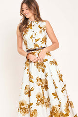 Golden Petals Woven Midi Dress | Boutique In USA, DRESSES, $ 100.00, A Moment Of Now™