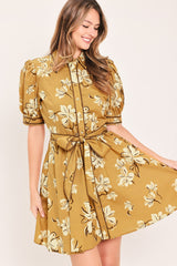 Sunwarm Floral Charm Woven Mini Shirt Dress