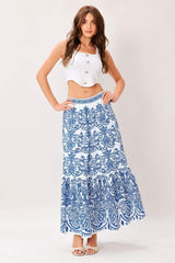 Azure Ornate Woven Full Midi Skirt | Boutique In USA, SKIRTS, $ 70.00, A Moment Of Now™