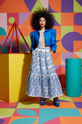 Azure Ornate Woven Full Midi Skirt | Boutique In USA, SKIRTS, $ 70.00, A Moment Of Now™