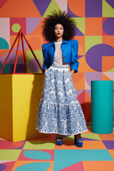 Azure Ornate Woven Full Midi Skirt | Boutique In USA, SKIRTS, $ 70.00, A Moment Of Now™