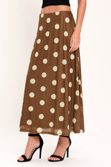 FRENCH GIRL POLKA DOT POWER MESH MIDI SKIRT | Boutique In USA, SKIRTS, $ 70.00, A Moment Of Now™