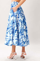 Blue White Sky Blossom Woven Full Circle Skirt | Boutique In USA, SKIRTS, $ 74.00, A Moment Of Now™
