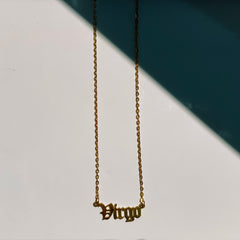 Virgo Zodiac Nameplate Necklace, Necklaces, $ 40.00, A Moment Of Now™