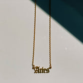 Aries Zodiac Nameplate Necklace | Boutique In USA, Necklaces, $ 40.00, A Moment Of Now™