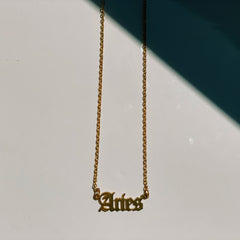 Aries Zodiac Nameplate Necklace, Necklaces, $ 40.00, A Moment Of Now™