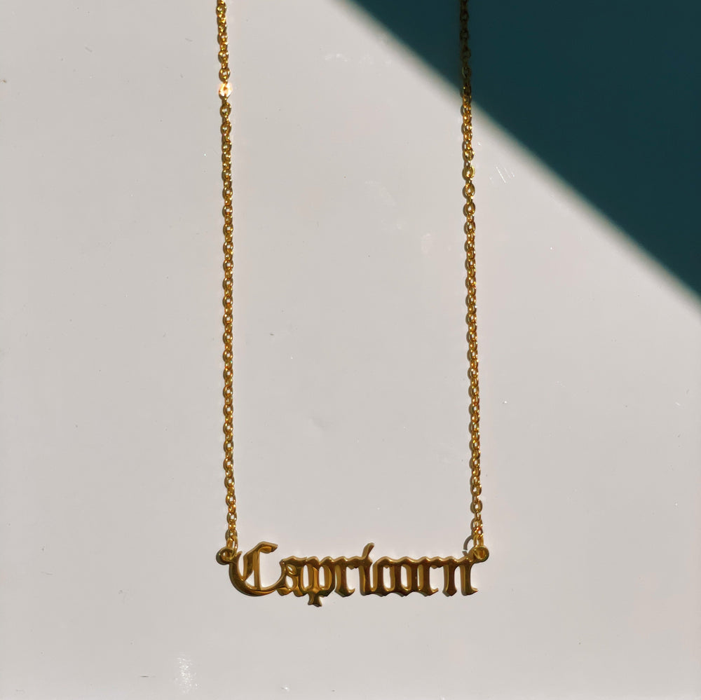 Capricorn Zodiac Nameplate Necklace, Necklaces, $ 40.00, A Moment Of Now™