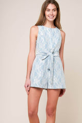 Moment Maker Denim Blue Woven Romper | Boutique In USA, Rompers, $ 64.00, A Moment Of Now™