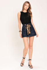 Leopard Tie Denim Skort | Boutique In USA, SHORTS, $ 64.00, A Moment Of Now™