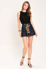 Leopard Tie Denim Skort | Boutique In USA, SHORTS, $ 64.00, A Moment Of Now™