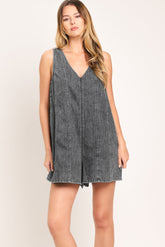 Grey Cool Sweet Lightweight Denim Romper
