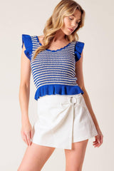 Out West Blue Sweater Knit Top
