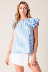 Sweet Harmony Blue Woven Top