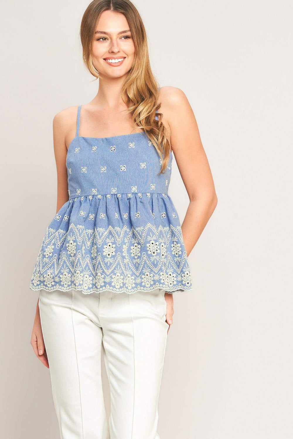 Blue Meadow Woven Top | Boutique In USA, TOPS, $ 60.00, A Moment Of Now™