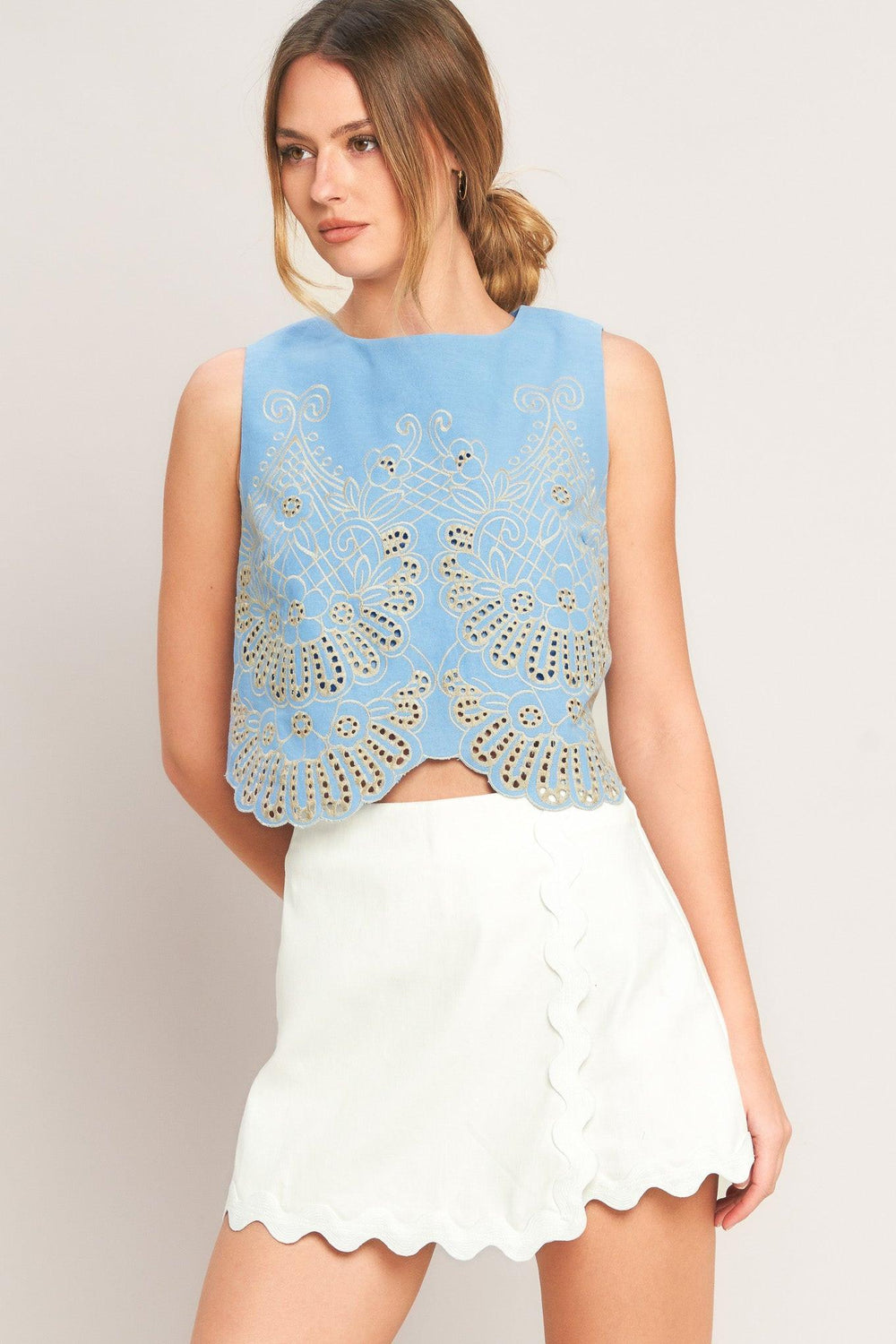 Sky Bloom Woven Eyelet Top, TOPS, $ 58.00, A Moment Of Now™