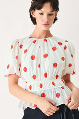 Cherry Kiss Polka Dot Woven Top | Boutique In USA, TOPS, $ 50.00, A Moment Of Now™