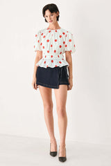 Cherry Kiss Polka Dot Woven Top | Boutique In USA, TOPS, $ 50.00, A Moment Of Now™