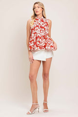 Sunset Bloom Woven Top | Boutique In USA, TOPS, $ 60.00, A Moment Of Now™