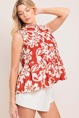 Sunset Bloom Woven Top | Boutique In USA, TOPS, $ 60.00, A Moment Of Now™