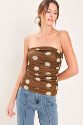 French Girl Polka Dot Power Mesh Tube Top | Boutique In USA, TOPS, $ 54.00, A Moment Of Now™