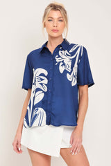 Coastal Bloom Woven Top | Boutique In USA, TOPS, $ 54.00, A Moment Of Now™