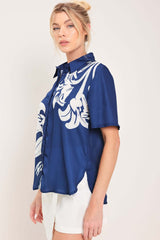 Coastal Bloom Woven Top | Boutique In USA, TOPS, $ 54.00, A Moment Of Now™