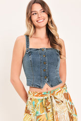 Vintage Blue Corset Denim Top, TOPS, $ 52.00, A Moment Of Now™