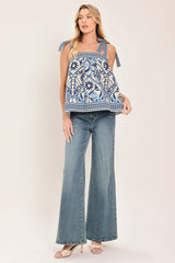 Capri Coast Tie-Strap Woven Top | Boutique In USA, TOPS, $ 56.00, A Moment Of Now™