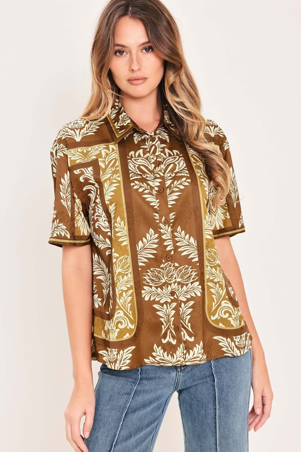 Vintage Brown Manor Palazzo Woven Top | Boutique In USA, TOPS, $ 56.00, A Moment Of Now™