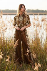 Vintage Brown Manor Palazzo Woven Top | Boutique In USA, TOPS, $ 56.00, A Moment Of Now™